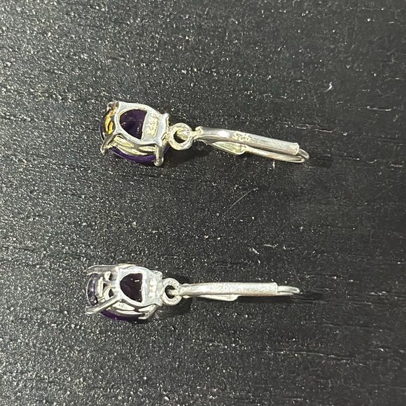 925 Silver Earrings with Purple Gem Stones - Picture 4 of 6
